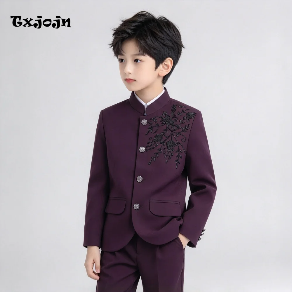 Formal Boys Suit Jacket Pants 2-Piece Set Luxury Beading Blazer for Kids Wedding Tuxedo Suits 2-16 Years Custom Clothes