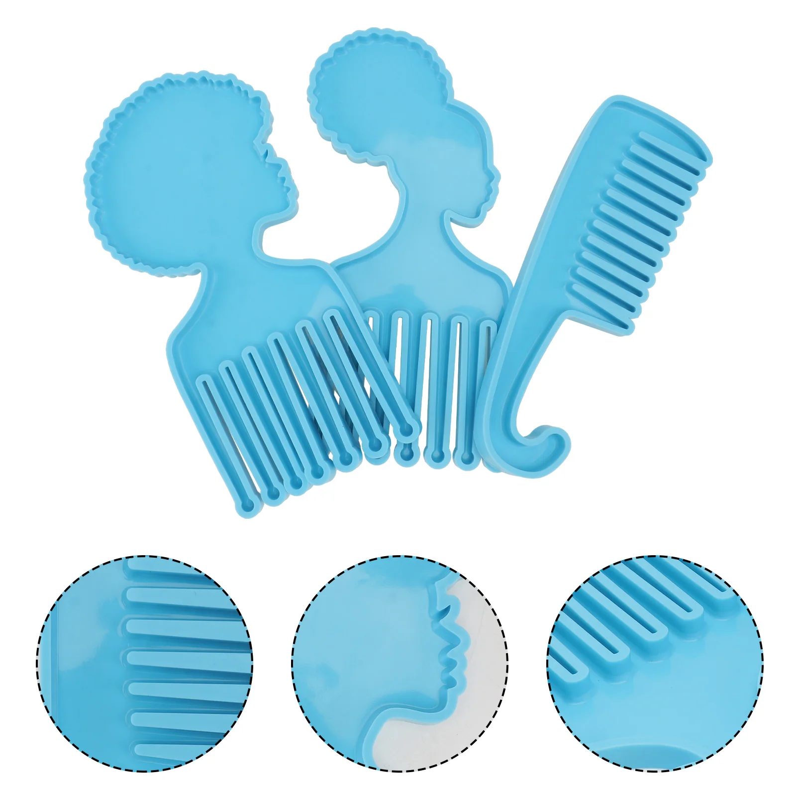

3PCS Afro Comb Mold Silicone DIY Epoxy Resin Jewelry Craft Supplies Creative Design Easy Demold Non Stick Safe Material For