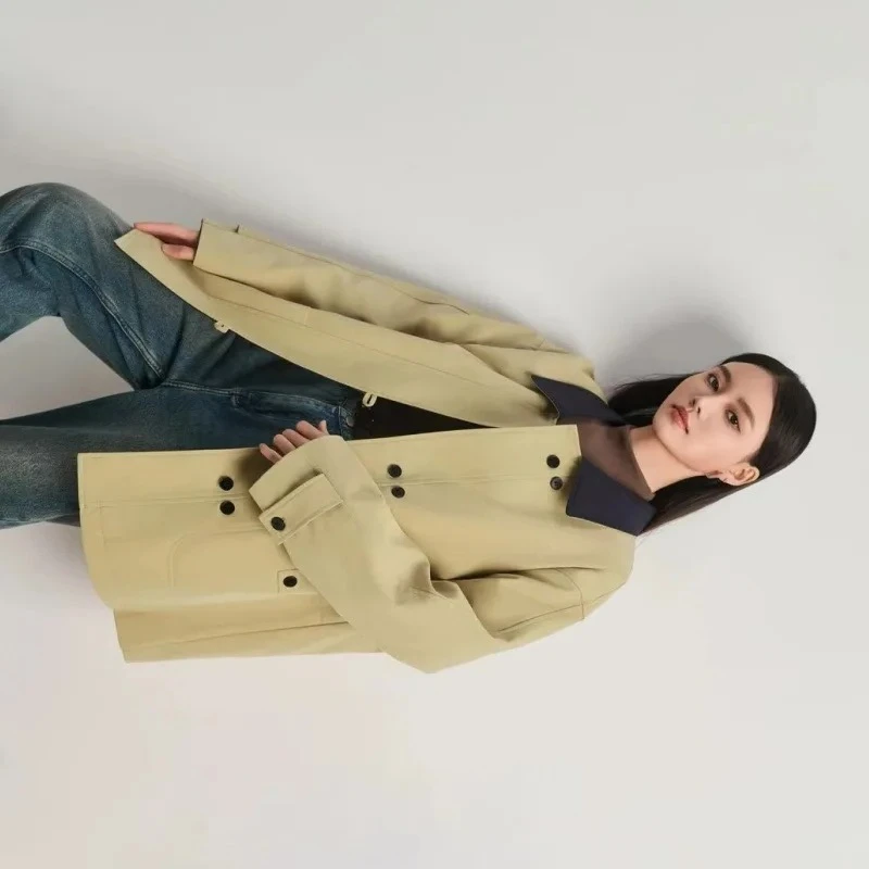 

Autumn Winter New Loose Patchwork Trench Coat High-Quality Women Jacket Long-Sleeved Top Design Outerwear Trench Coat for Women