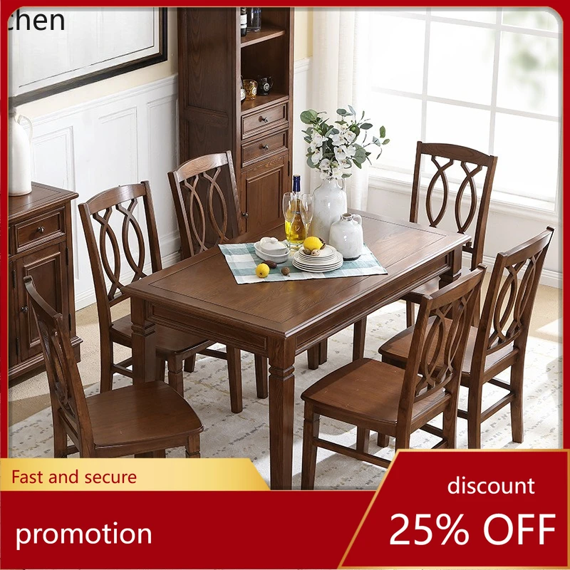 

CZ Solid Wood Dining Table Small Apartment Dining Furniture Dining Table and Chair Set White Ash Wood