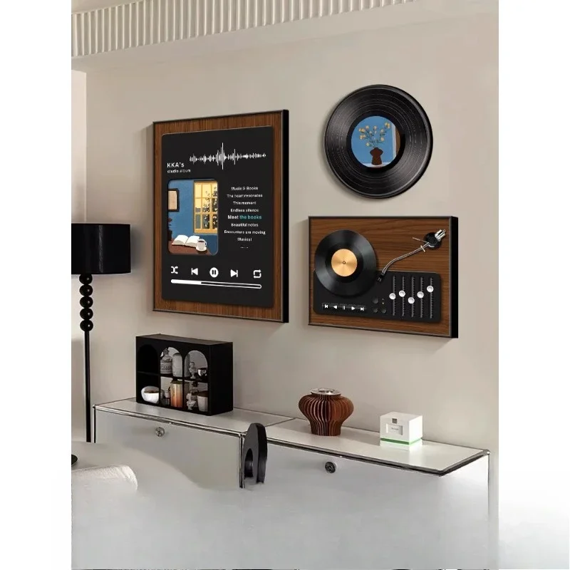 

Vintage record restaurant background wall decorative painting antique chest creative combination painting niche