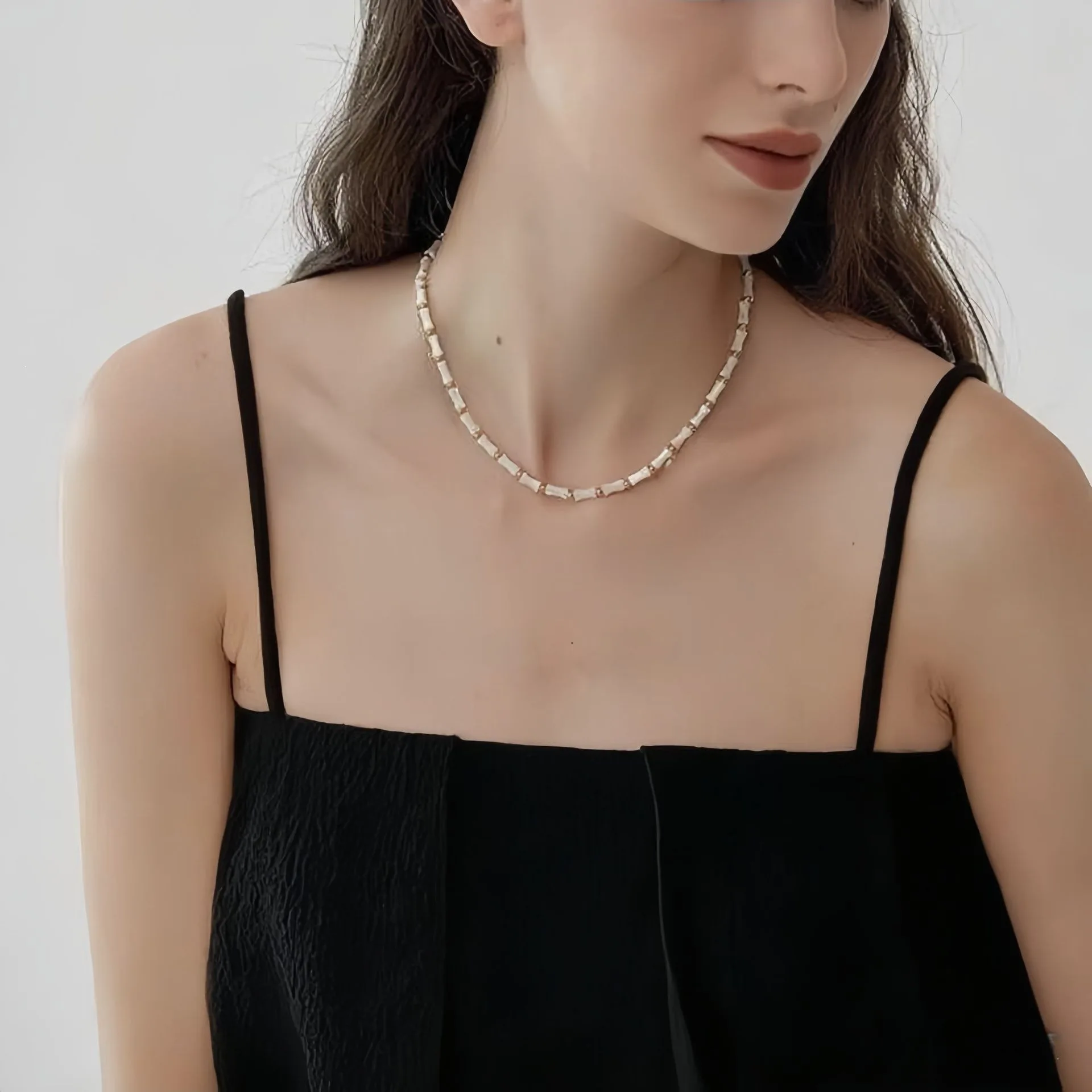 Bamboo Fritillary Necklace Women's Light Luxury Fashion Bamboo Small Cylinder Temperament Versatile Necklace Women's 2025 New Ne