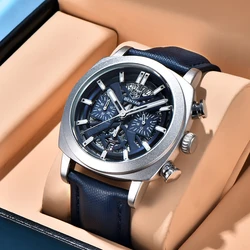 Benyar2024 new 43mm luminous dial fashionable casual men's quartz watch 50m waterproof men's watch chronograph