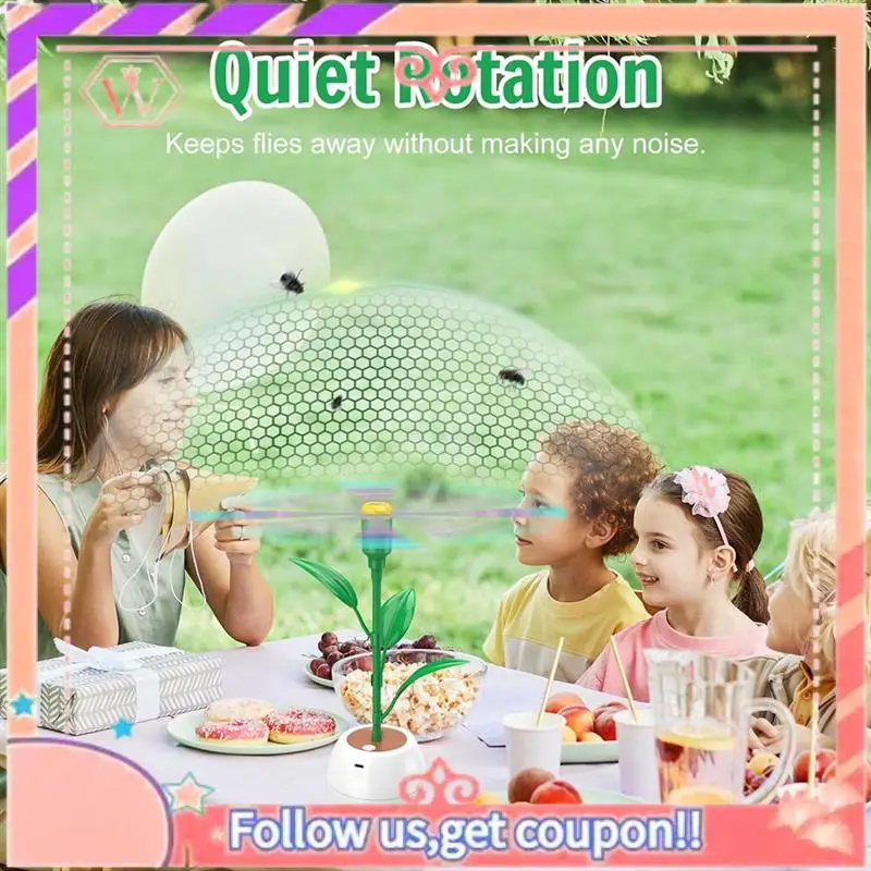 

Upgraded Battery-Powered Green Leaf Flower Pot Fly Repellent Fan PVC Fan Blade Fly Repellent Fan Hose Curved Fly Repellent Fan