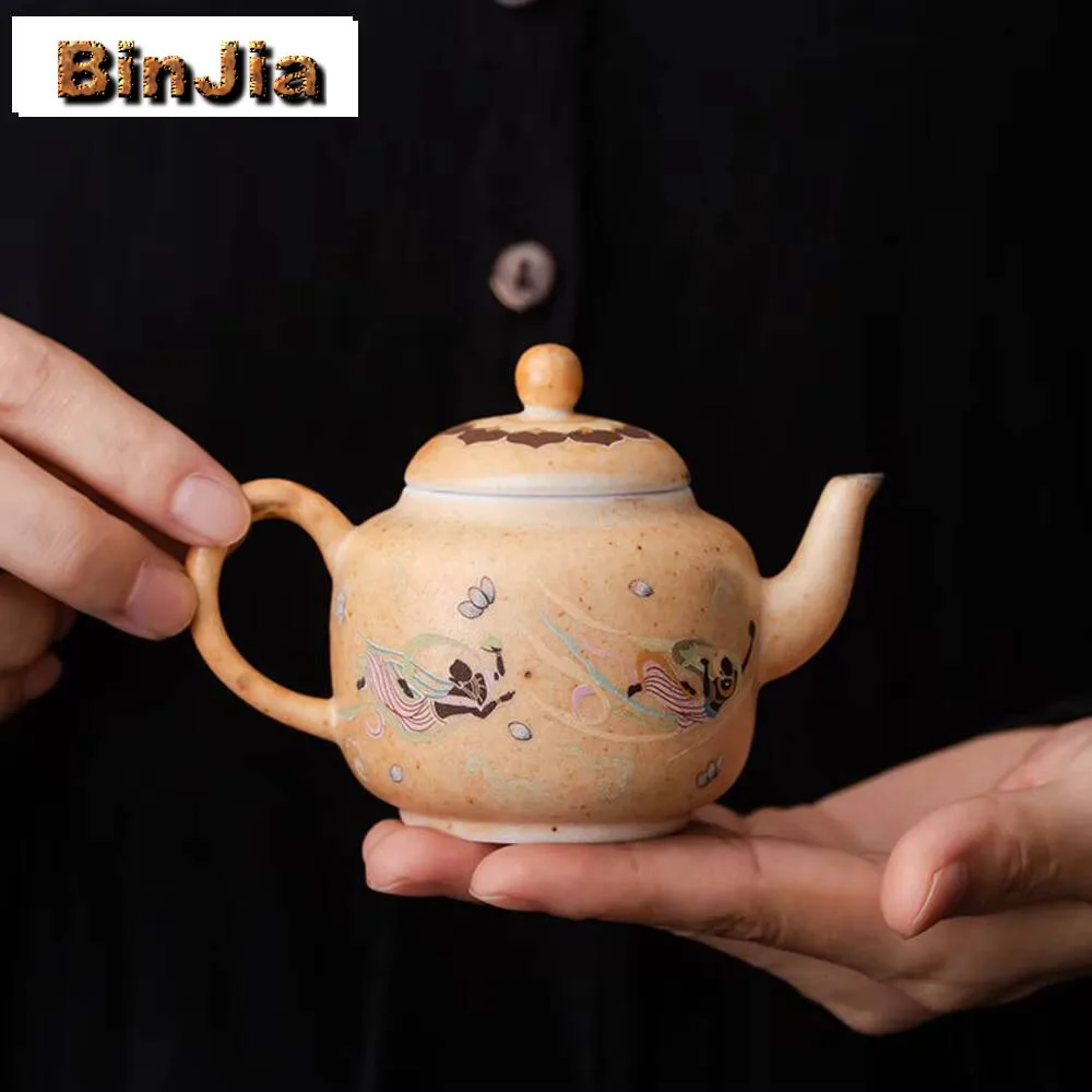

140 мл элитный культурный чайник Dunhuang Apsaras, эстетический горшок против ожогов, китайский чайник для замачивания чая, украшения для церемонии, ремесло