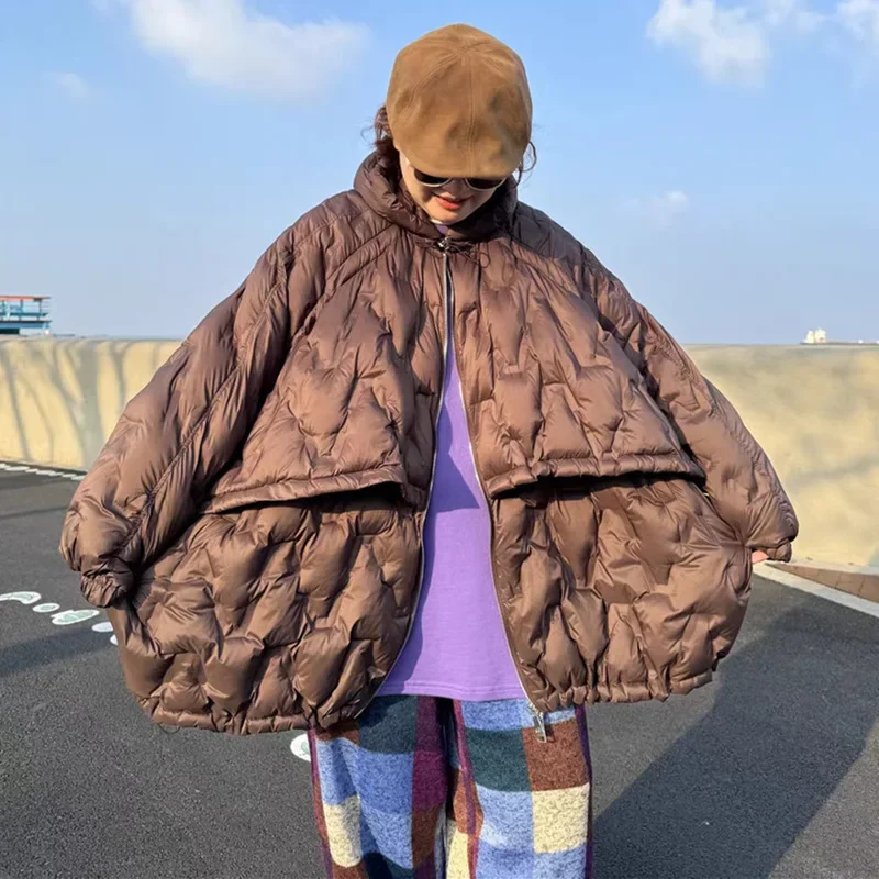 2025 Autumn/Winter Fashion New Women's Down Jacket Commuting Warm Bat Sleeve Hoodie Oversize Jacket