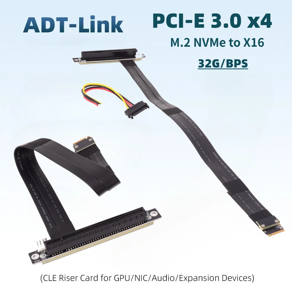 

ADT R43 Gen3.0 M.2 NGFF NVMe STX Mainboard Card Graphics Extender Cord to PCI-Express x16 Angled Extension Adapter Jumper Cable