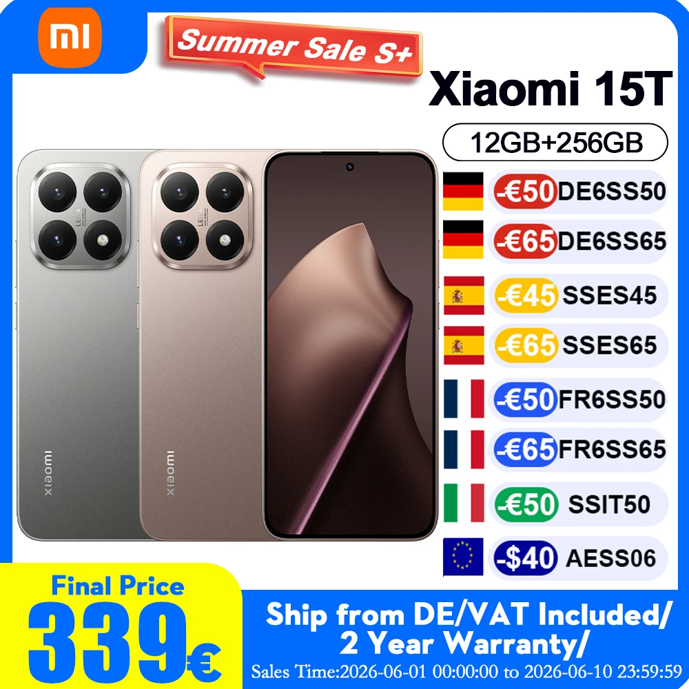 Smartphone Xiaomi 15T 5G Version Globale, Corps Ultra-Mince 7,5 mm, Écran AMOLED 6,83 pouces 120 Hz, Processeur MTK Dimensity 8400-Ultra, Batterie 5500 mAh, Triple Caméra Leica, Sans Chargeur