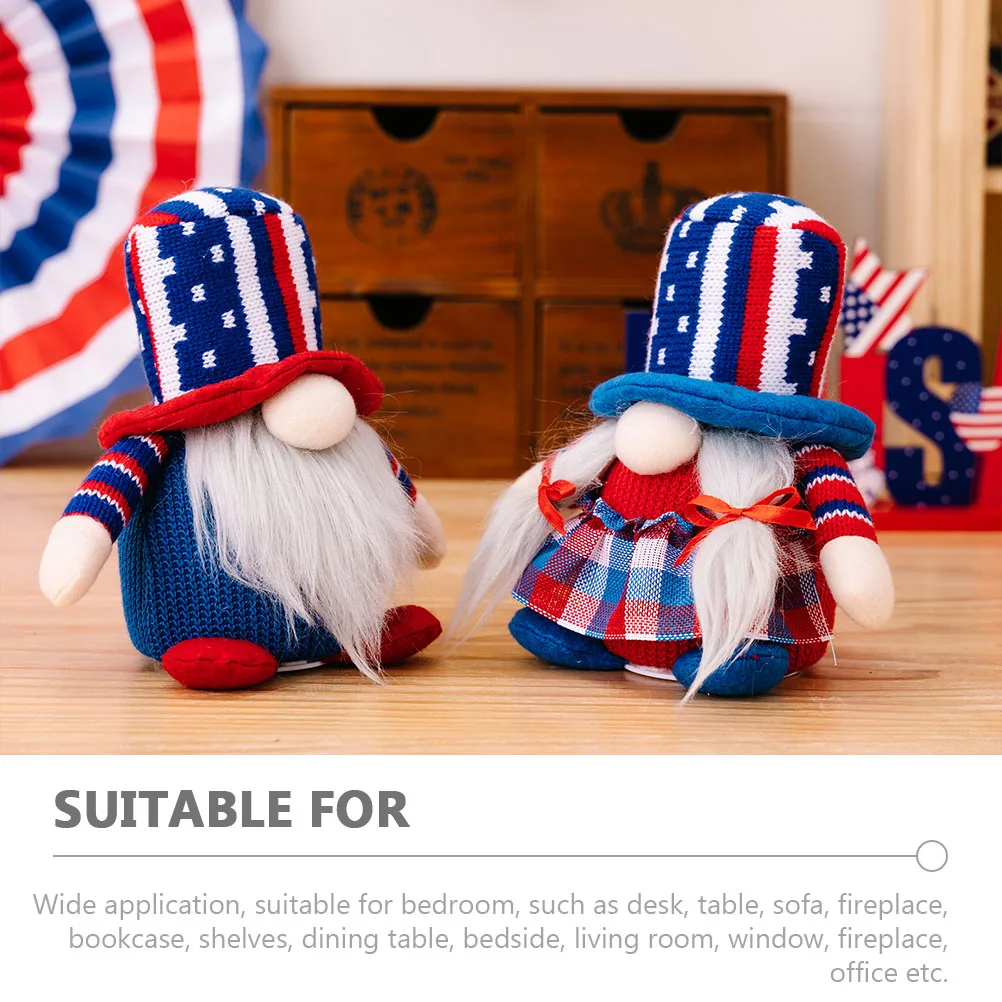 

Lighted Gnome Decor Independence Day Festival Ornament Patriotic 4th July Party Favor Bedroom Office Table Shelf