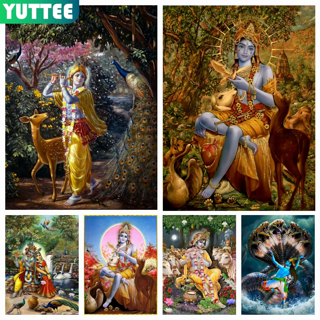 Indian God Radha Krishna 5D DIY Diamond Painting Mosaic Full Square Round Drill Cross Stitch Rhinestones Embroidery Home Decor