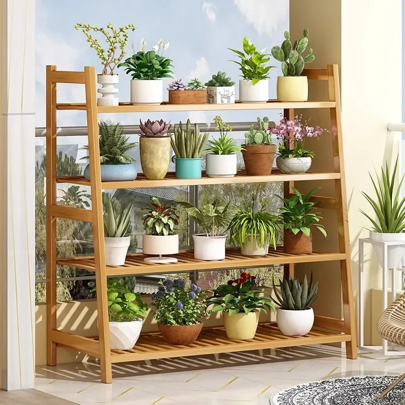 

Flower Shelf Multilayer Plant Shelve Indoor Living Room Floor Type Wood Plant Shelve Balcony Garden Furniture Pflanzenregal FYPS