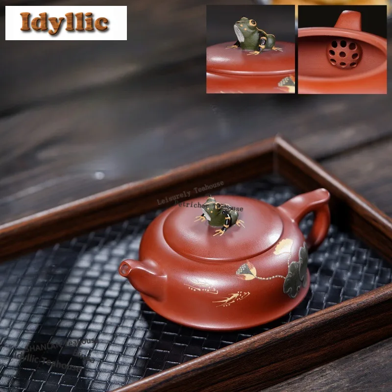 

270ml Antique Yixing Purple Clay Teapots Handmade Frog Lotus Seed Pot Raw Ore Dahongpao Mud Tea Maker Kettle Zisha Tea Set Gift