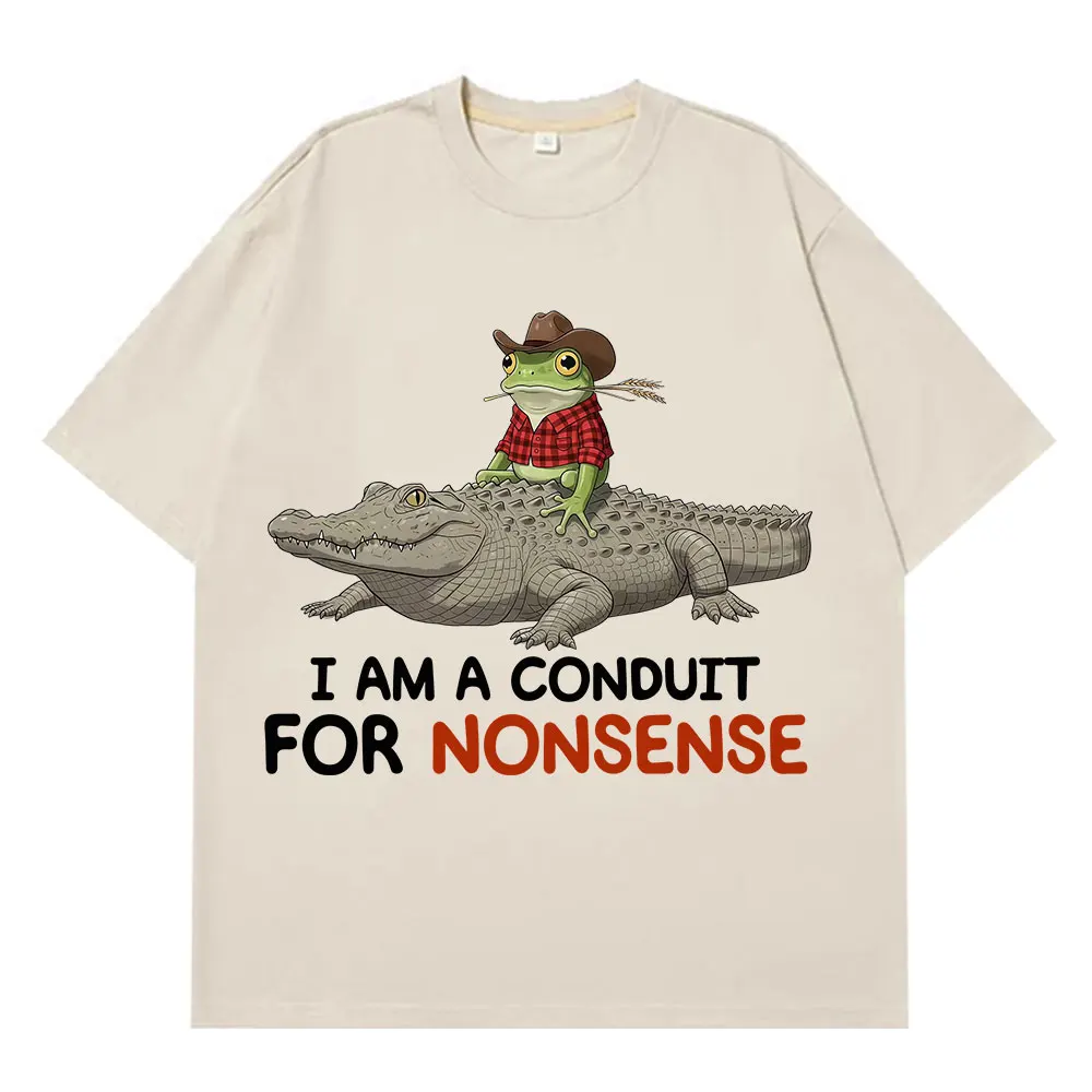 

Футболка I Am Conduit for Nonsense с забавным рисунком лягушки, летняя модная футболка с короткими рукавами, повседневные хлопковые футболки унисекс в стиле хип-хоп