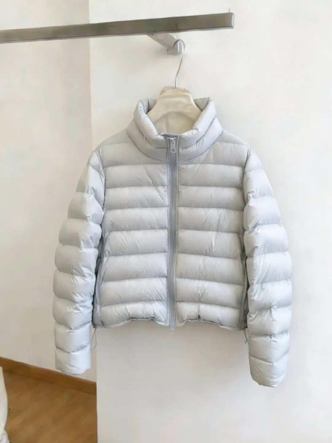 

Light Blue Stand Collar Thiened Cotton Jaet Women's Faionable Simple Sle Winter Outerwear Korean Loose Fit Zipper