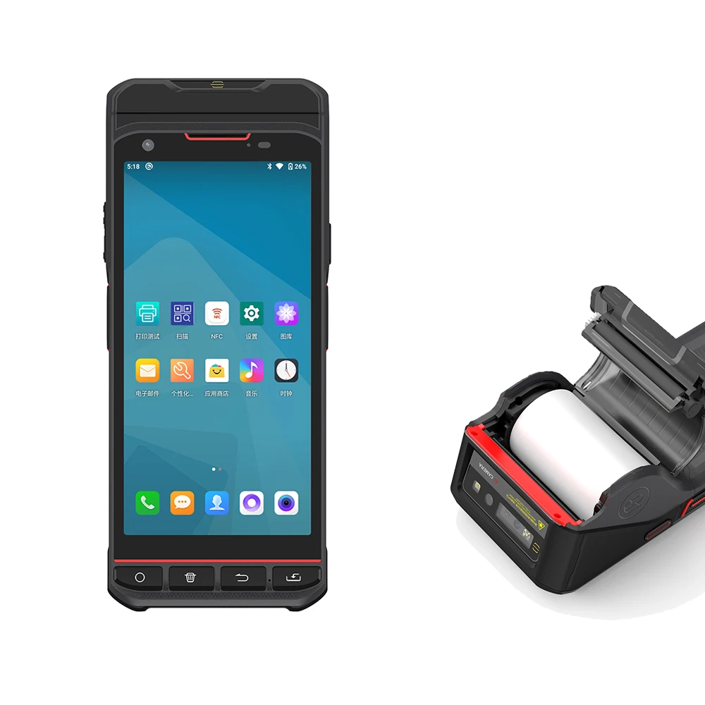 5.5 Inch Android Handheld POS Terminal Rugged PDA Thermal Label Printer 1D/2D Barcode Scanner Self-Adhesive Label Printing