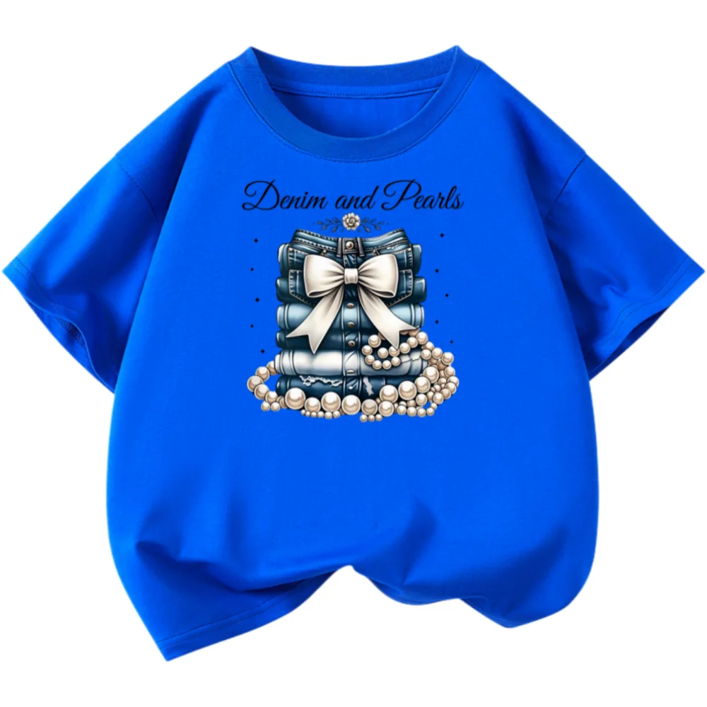 

Children's retro pattern summer cotton short sleeved boy and girl T-shirt, octopus skull leaf print round neck casual top