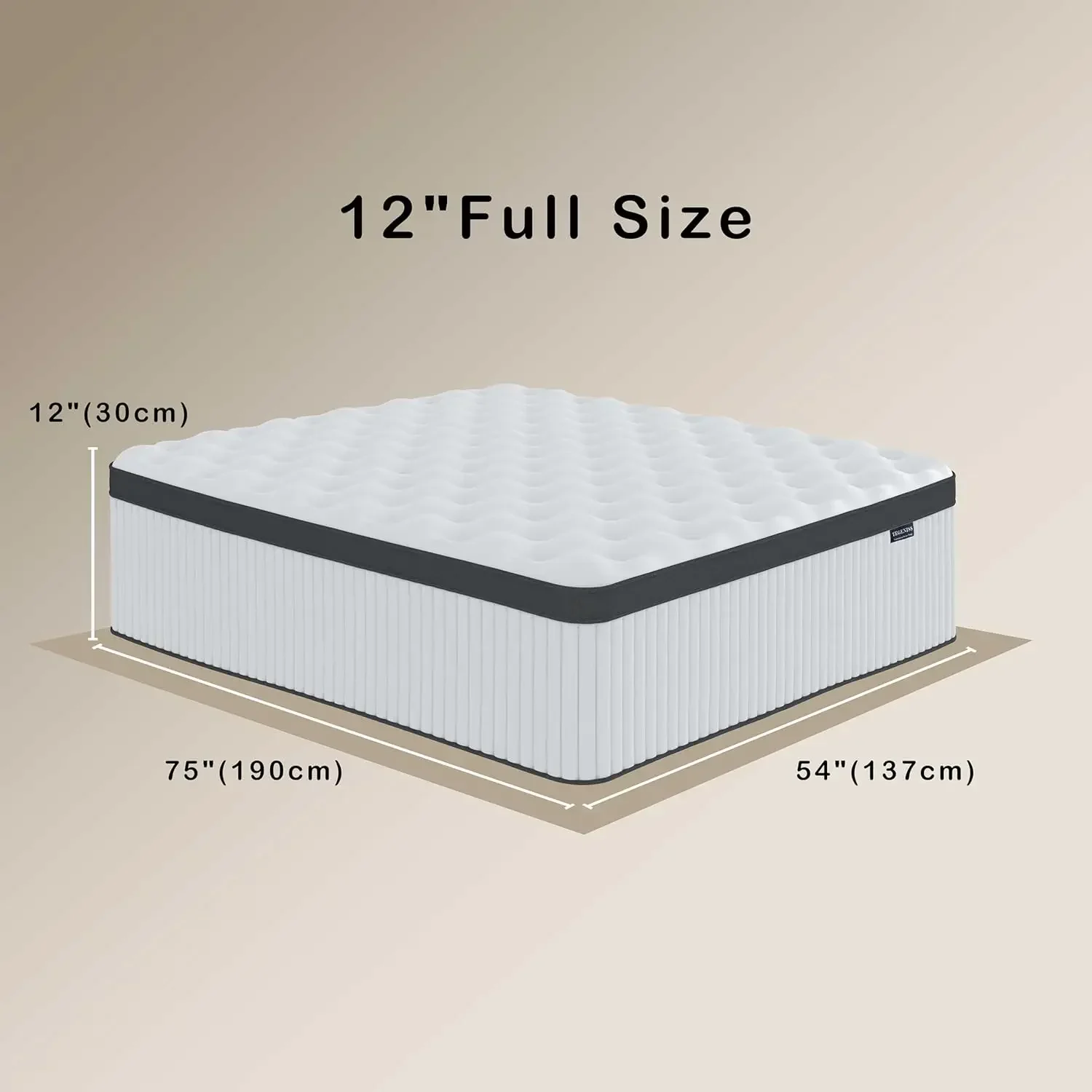 Full Mattress, 12 Inch Innerspring Hybrid Mattress in a Box with Gel Memory Foam, Medium Firm Support,54