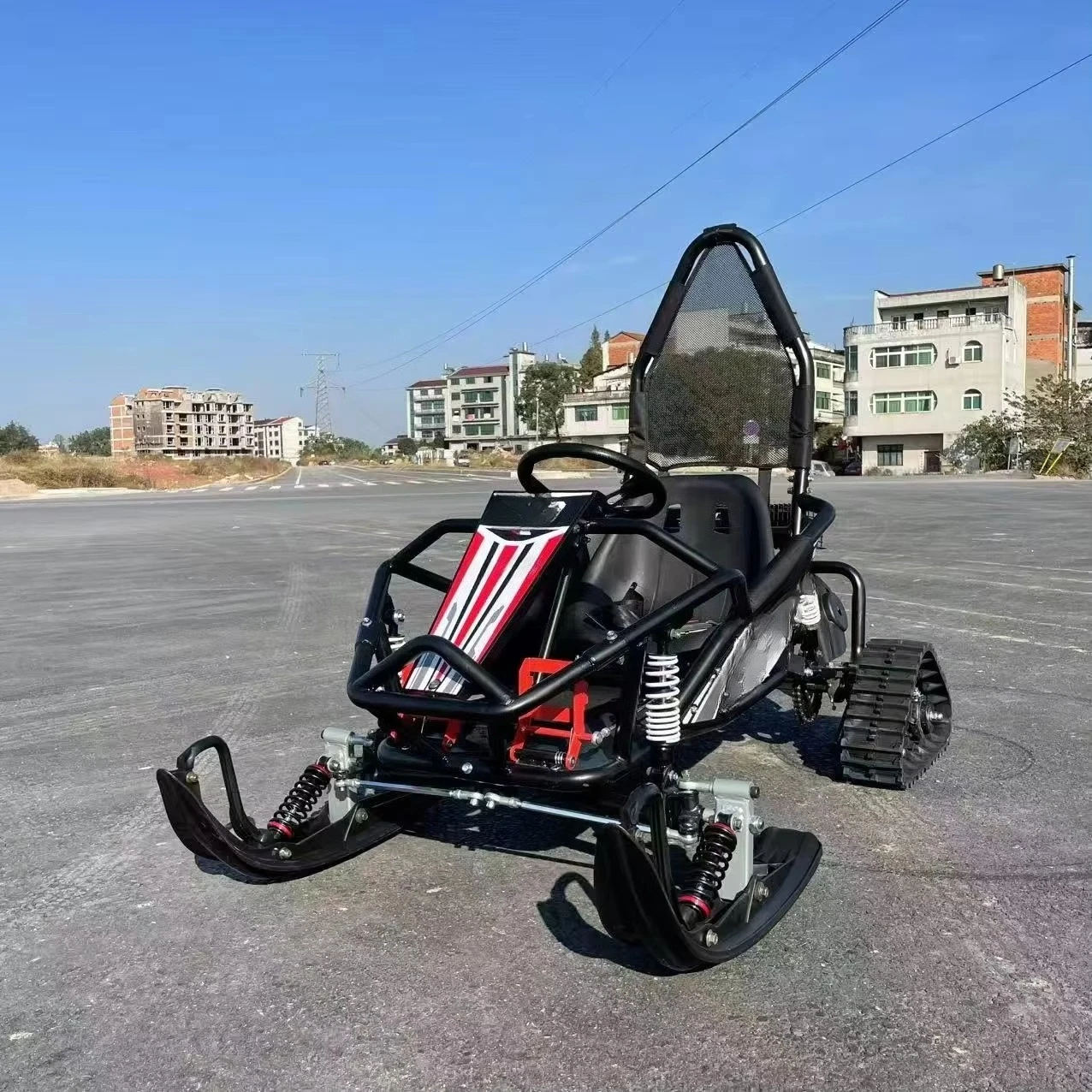 Snowy Ice Sled with Four-wheel Tracks Electric Single and Double Person Snowmobile