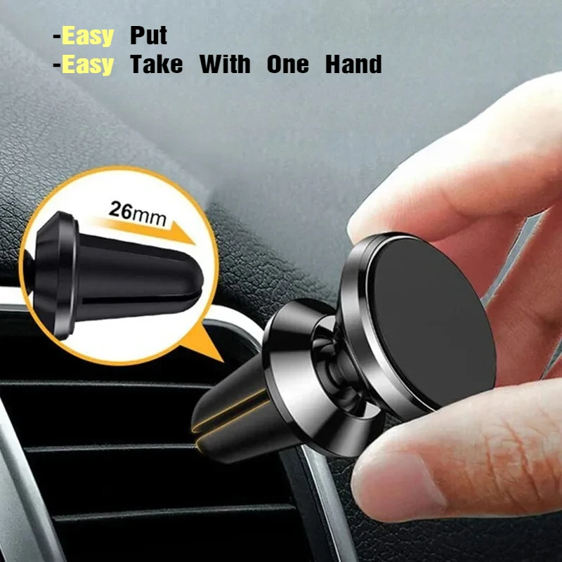 Universal Magnetic Phone Holder Car Mount With Car Air Vent Clip Cellphone Mount Phone Bracket 360 Degree Adjustable Smart Phone