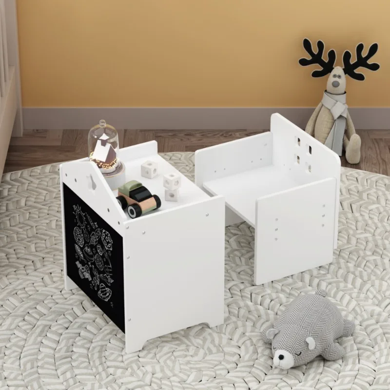 طاولة تخزين حديثة للأطفال باللون الأبيض مع درج طاولة أنشطة متعددة الوظائف للأطفال لأثاث غرفة اللعب وغرفة النوم #1