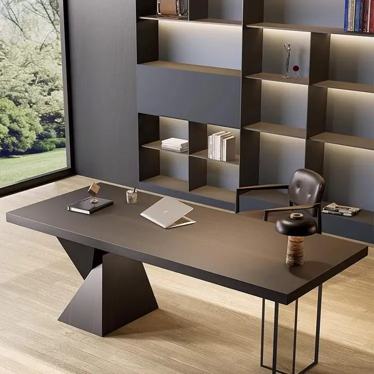 

Italian Luxury Minimalist Modern Desk High-End Solid Wood Simple Computer Desk For Home Office Boss Table
