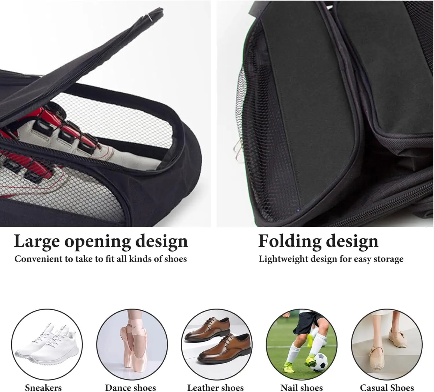 Leichte Tragbare Oxford-Stoff Schuhtasche Atmungsaktive Staubdichte Handtasche für Golf Fußball Tennis Schuhe Aufbewahrungsorganizer – Detail 6