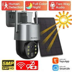 Tuya Smart Life 5MP WiFi Camera Solar Powered Security Wireless Battery PTZ Camera Home Surveillance IP66 Waterproof Outdoor PIR