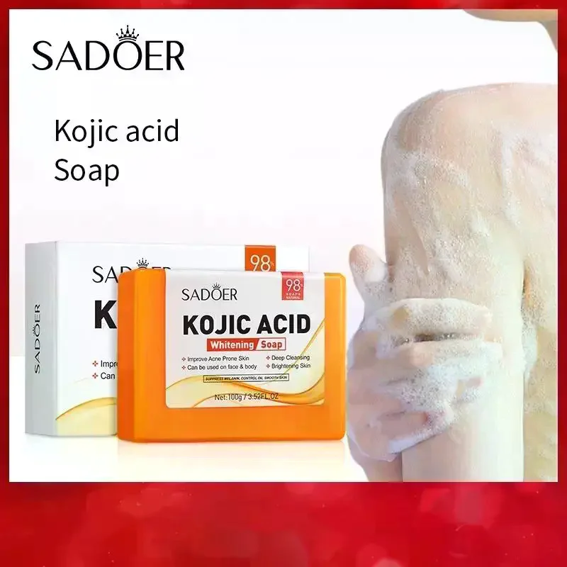 100g Kojic Acid Facial Soap Face Wash Foam Facial Cleanser Moisturizing Hydrating Oil Control Body Bathing Handmade Soap SADOER
