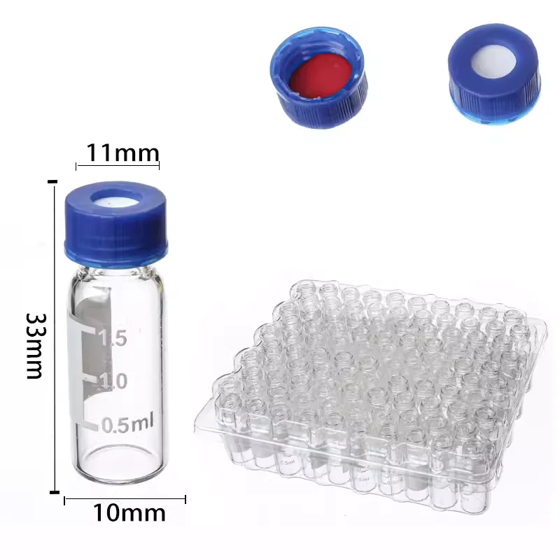 100pcs/lot 1.5/2ml automatic injection bottle transparent scale headspace bottle gas liquid chromatography glass sample bottle