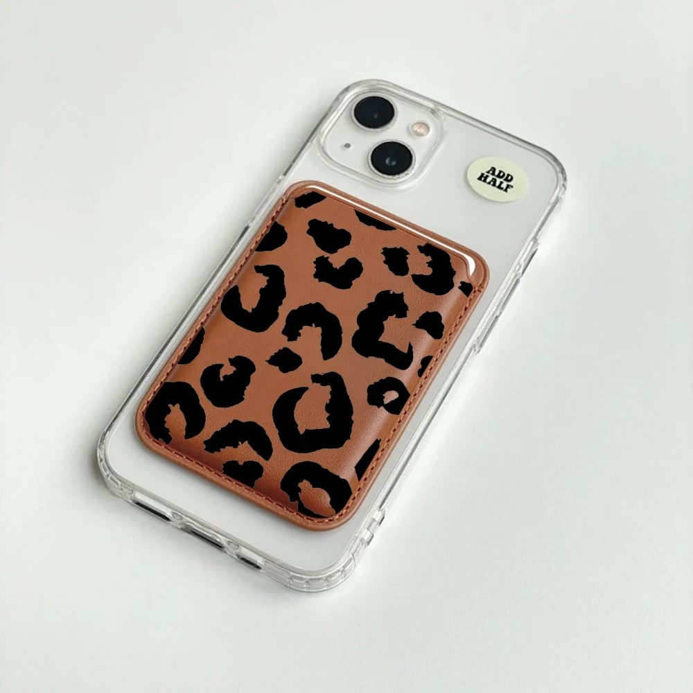 Leder-Kartenetui mit Magnetverschluss, Handy-Kartenhalter mit Kuhmuster, INS-Hülle, geeignet für alle iPhones, für Magsafe-Karten, Handy-Rückentasche – Detail 6