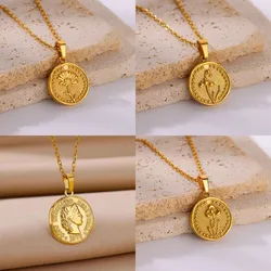 1Pcs Vintage Stainless steel Flowers Necklace For Women Gold Color Minimalist Romantic Couple Pendant Jewelry Gifts