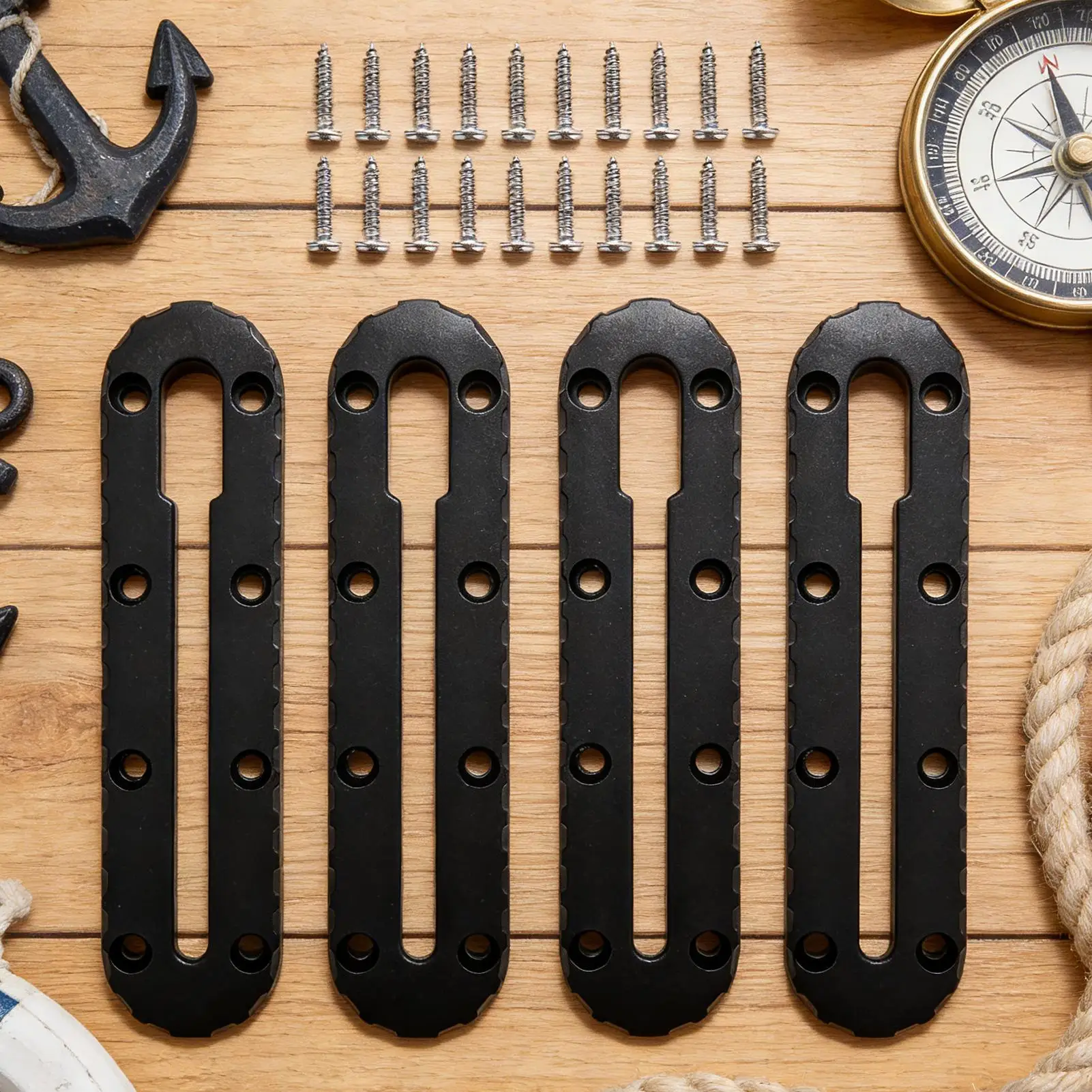 Kayak Track Mount With Screws 4 Pieces Universal Multifunctional Fishing Rod Holder Kayak Track For Fish Finder Cup Holder