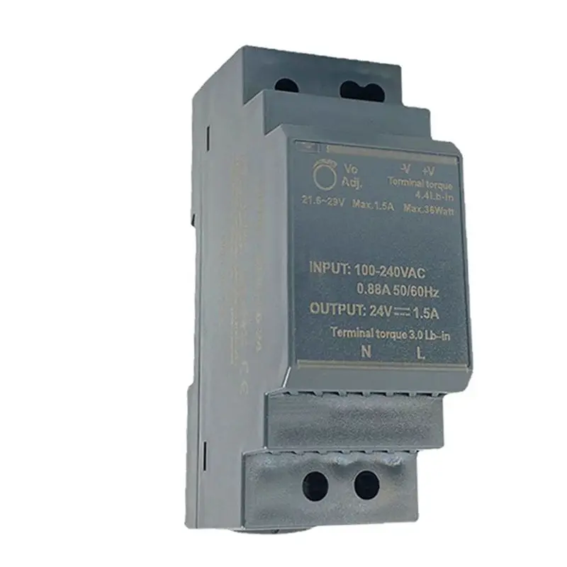 A36T-HDR-30-24 Ultra Slim Step Shape DIN Rail Power Supply Short Circuit Protection LED Indicator For Power On DC 24V 1.5A