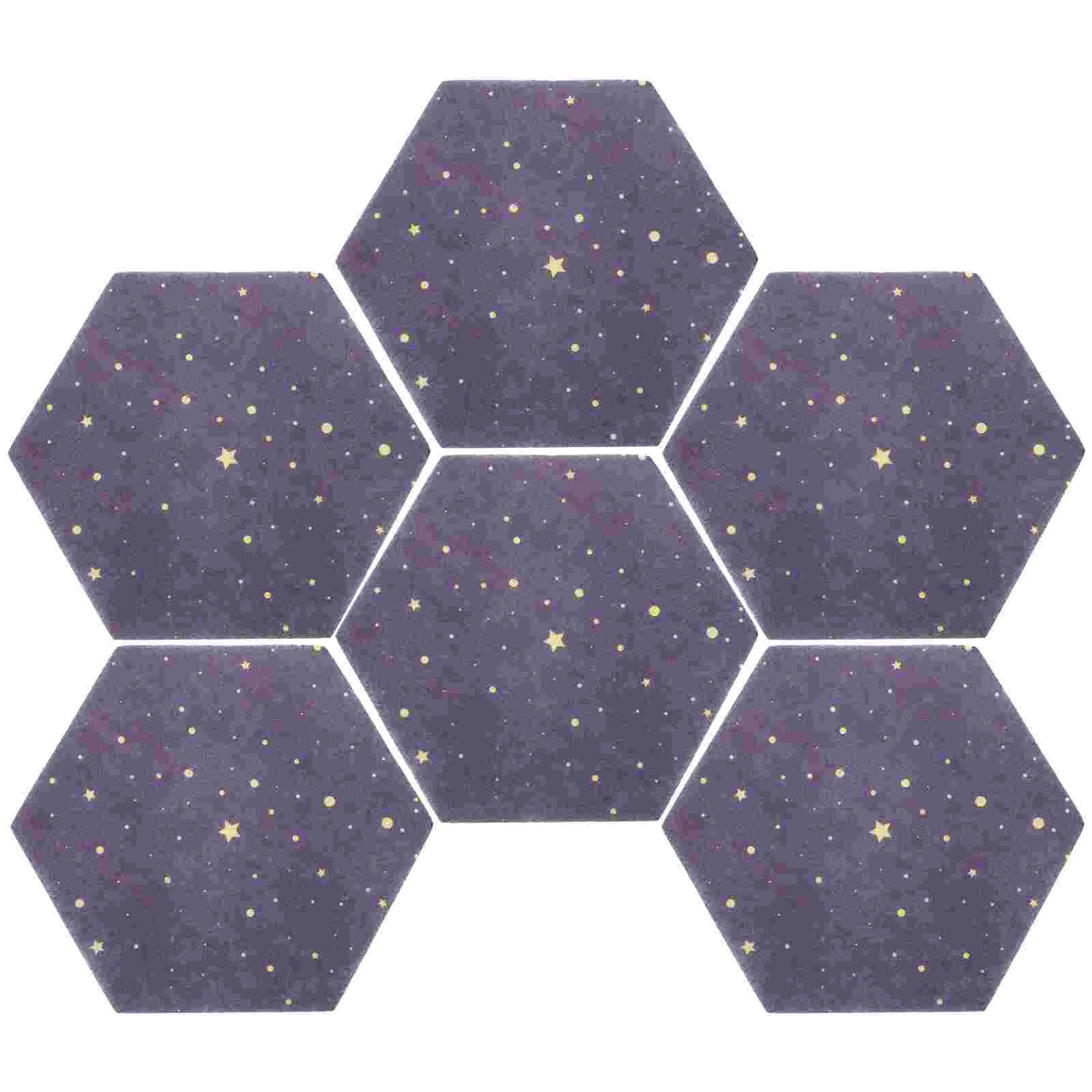 6pcs Hexagon Felt Wall Decor Bulletin Board Pin Board for Office Home Classroom Polyester Cork Boards Tiles Small