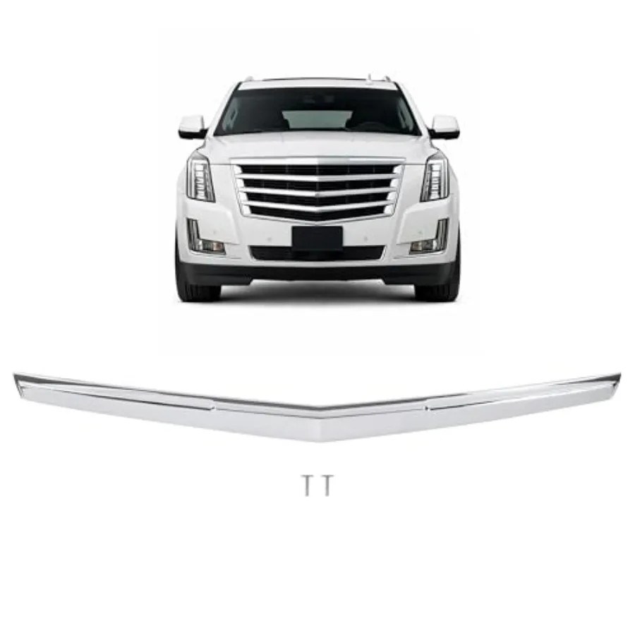 

Front Upper Hood Molding Trim for 2015-2020 Cadillac Escalade ESV Bumper Hood Moulding Panel Plastic ABS Chrome Silvery Replace