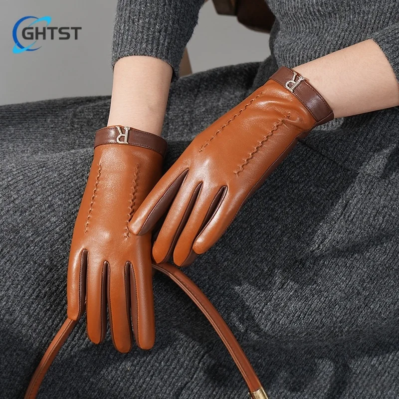 Popular High Quality Elegant Winter Women Genuine Lambskin Leather Gloves Autumn And Thermal Hot Trendy Female Glove