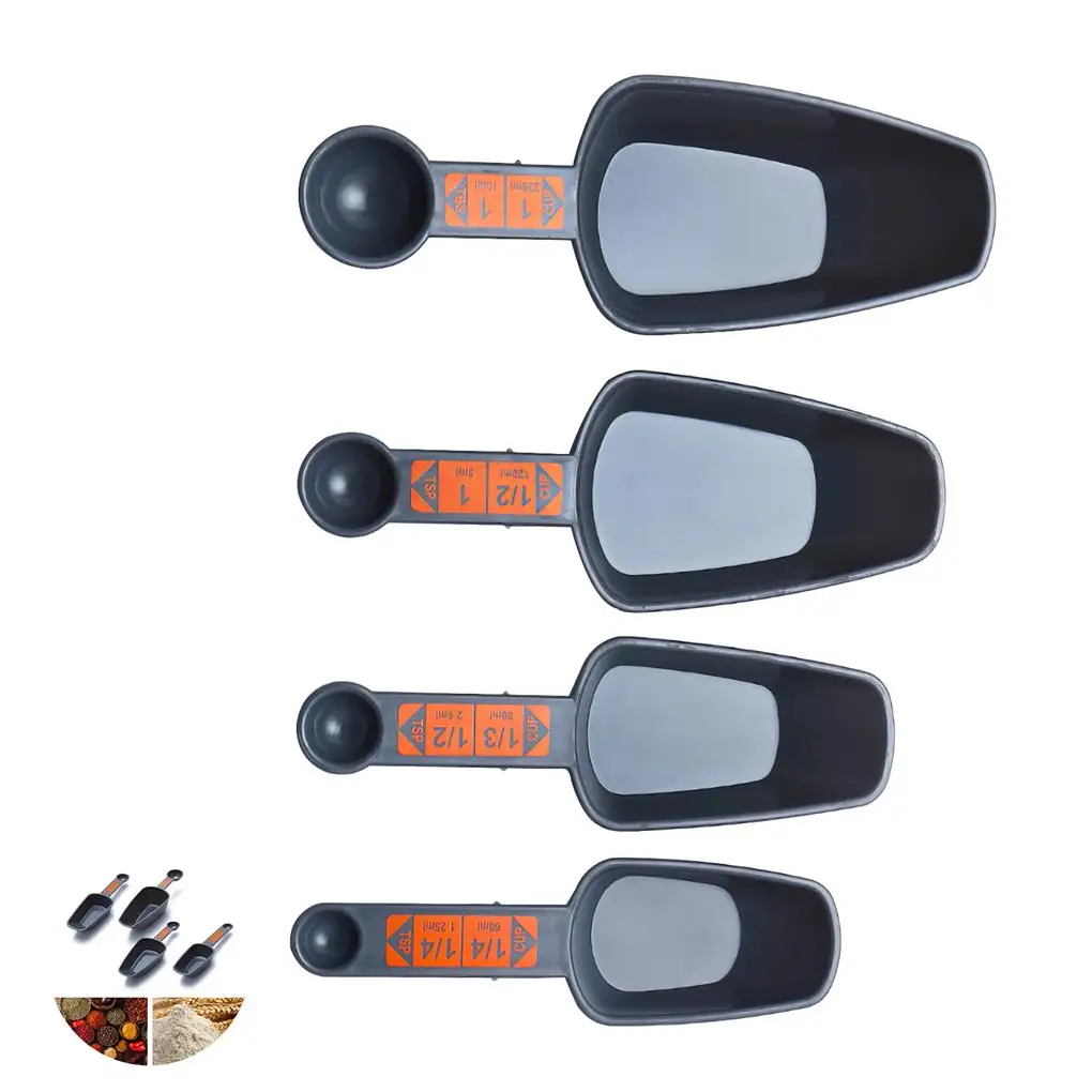 Pack of 4 Measuring Spoons Plastics Functional Kitchen Household Supplies Measure Scoop Flour Sugar Cooking Tool