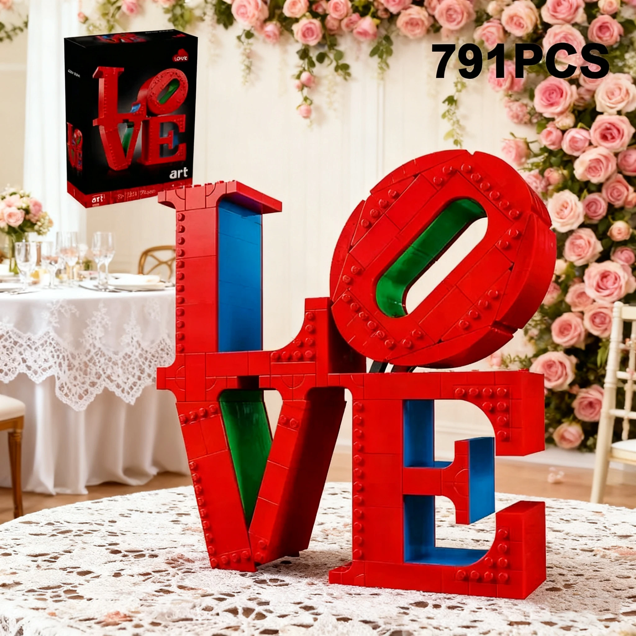 

Креативная 791 шт., скульптура LOVE, модель, строительные блоки, художественная конструкция, кирпичная игрушка, украшение для стола, подарок для подруги, женщин