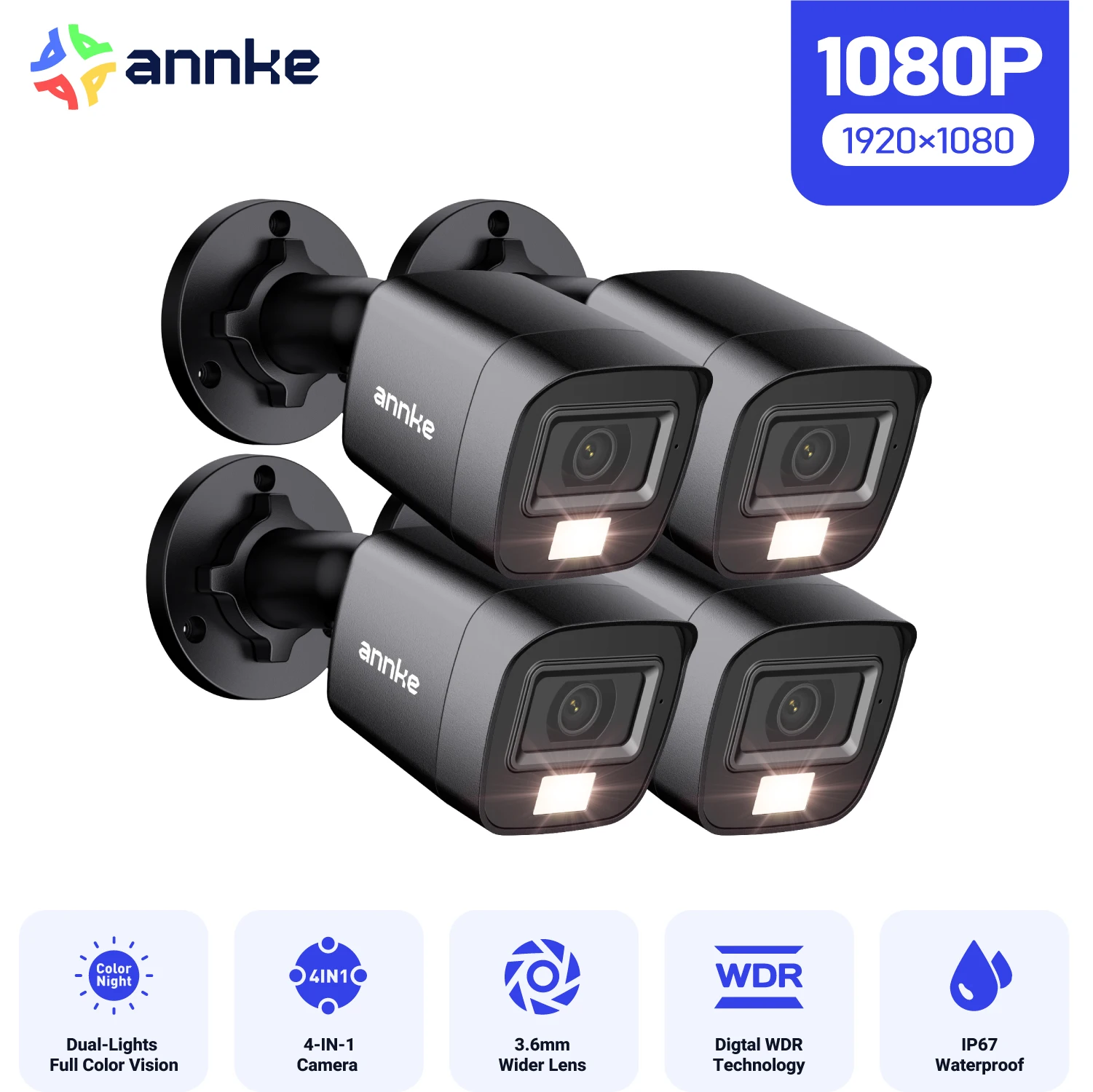 ANNKE 4PCS 1080P Waterproof Surveillance Camera Kit