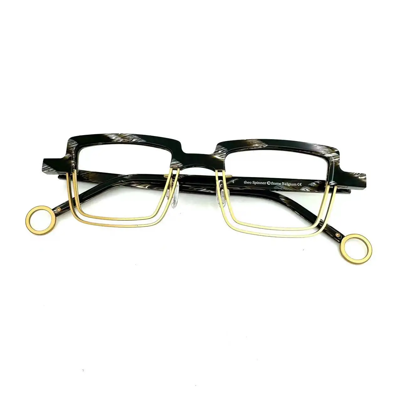 Belgium Spinner With Case Vintage Retro Combine Color Optical Fame Man Women Original Quality Italy Acetate Semi Eyeglass