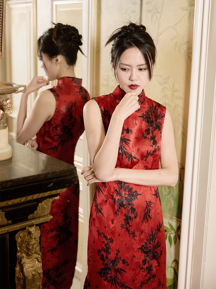 

Новое китайское платье-ципао миди Dr Jasmine And Fu Su с цветочным принтом для весны и лета, повседневное платье-ципао.