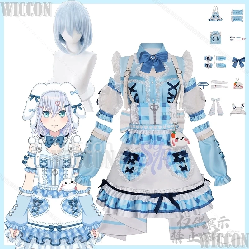 

Kurata Mashiro Cosplay BanG Dream Anime Clothes Kawaii Baby Blue Lolita Sweet Furry Dog Hat Girl Halloween Party Carnival Outfit
