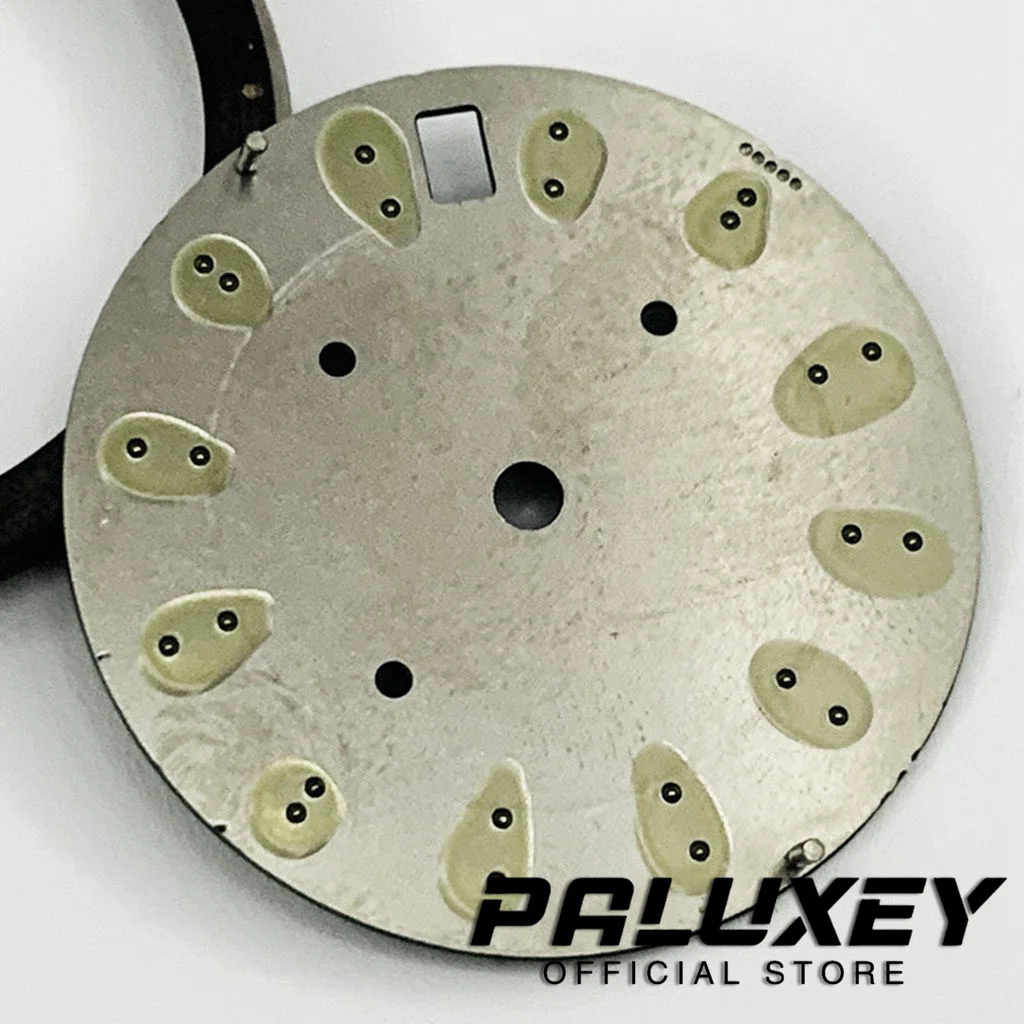 وجه ساعة مضيئة لقطع غيار حركة VK63 ، قرص أخضر معقم ، علامة ذهبية ، Vk63 ، 29.5 مللي متر