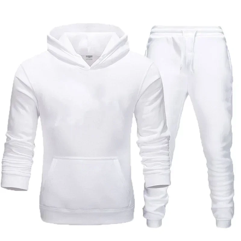 Basic Men/Women 2Pcs/Sets Sweatshirt Hoodies Pants 2024 Male Gyms Fitness Tops Joggers Sportswear Tracksuits Couples Wear Unisex