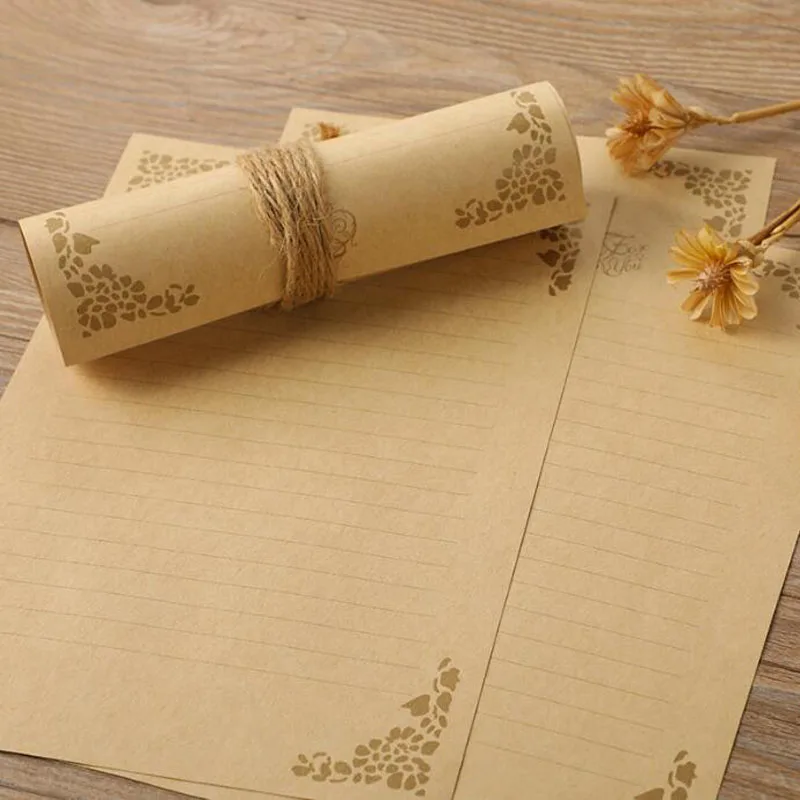 6 Letter Paper 3 Envelope Set Creative Kraft Paper A5 Floral Letterhead Set Beautiful Western Style Small Envelope Stationery