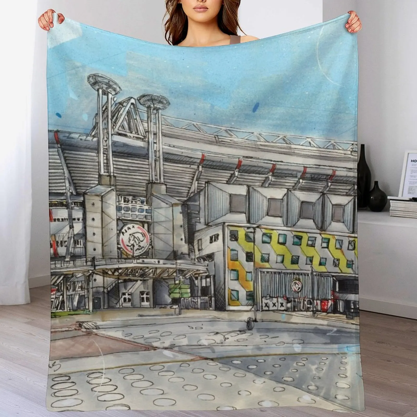 Amsterdam Soccer Statium Throw Blanket Faux Fur Soft Warm Blanket for Bed
