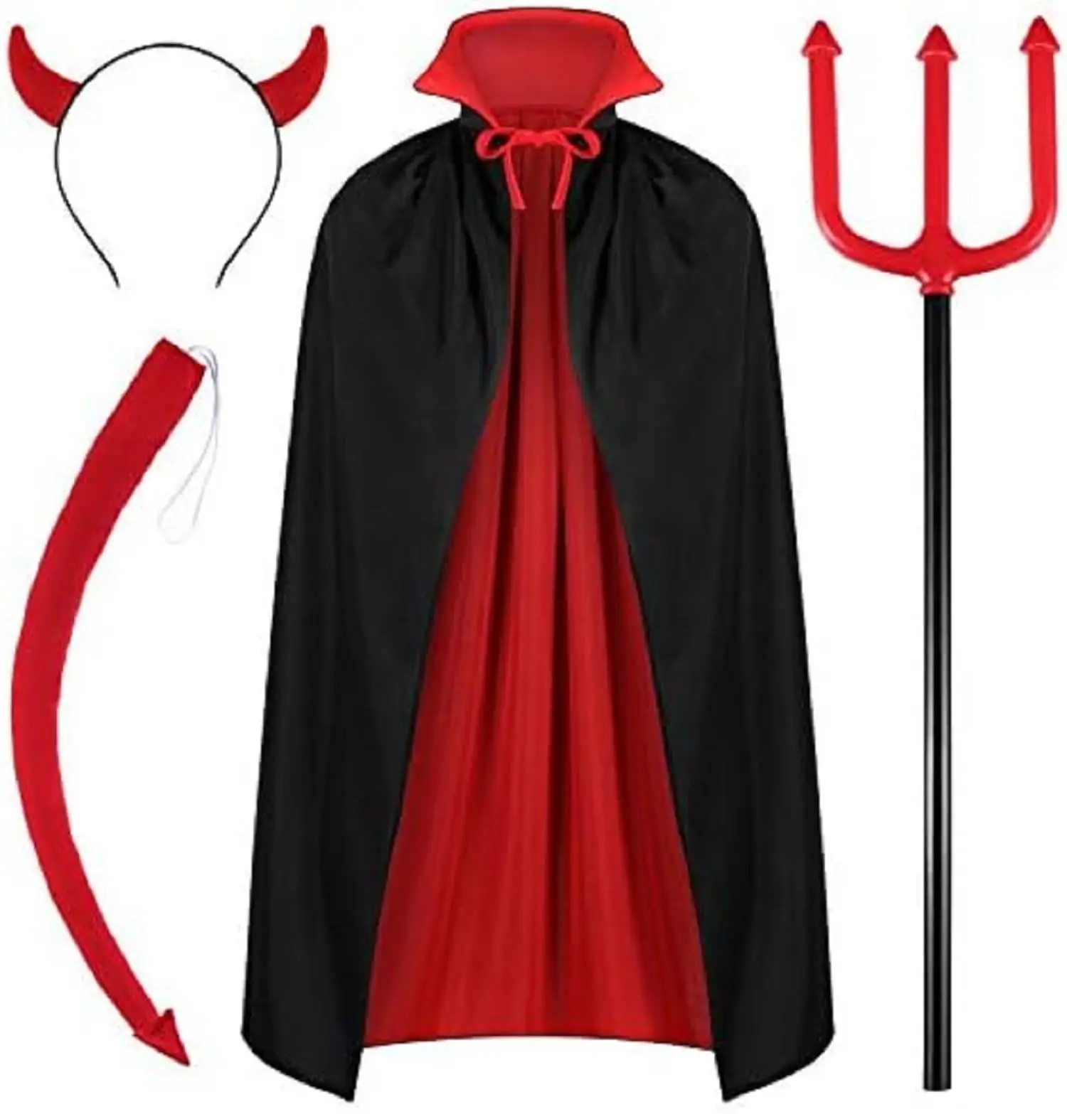 WILLBOND 4 Pcs Halloween Devil Costume Set for Men