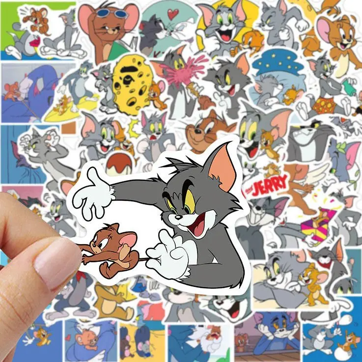 50/100 pieces cute cartoon Tom Cat and Jerry Mouse stickers self-adhesive waterproof mobile phone cups decorative stickers