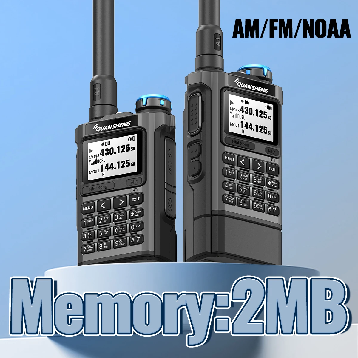 2PCS Quansheng UV-K1 FM/AM Mini Walkie Talkie Portable 2 Way Radio 2MB Long Range Copy Frequey USB C Programming Ham Radio For H