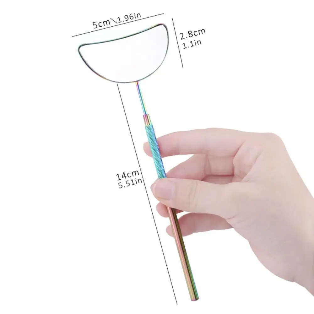 Miroir d'extension de cils en forme de lune en acier inoxydable, poignées amovibles, fournitures de maquillage, outil de levage de cils, accessoires de beauté, nouveau